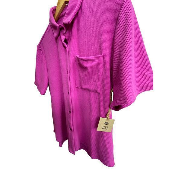 NWT Toast Swim Oversized, Relaxed Short Sleeve Collared Button Up Top - Picture 3 of 8